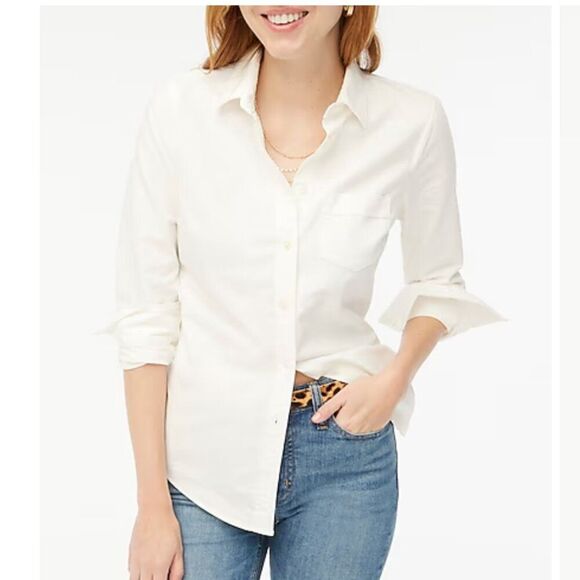 J. Crew Factory BP533 white Petite button-up oxford shirt in signature fit Small - Picture 1 of 11
